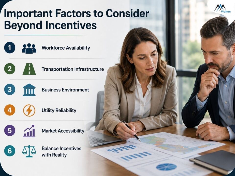 Corporate relocation consultant meeting with a business executive to discuss state and local incentive programs