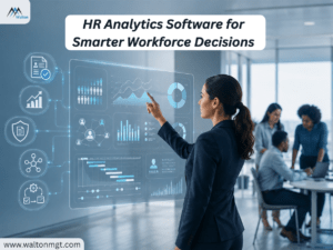 HR manager analyzing workforce analytics dashboard to improve hiring, workforce planning, compliance, and employee performance